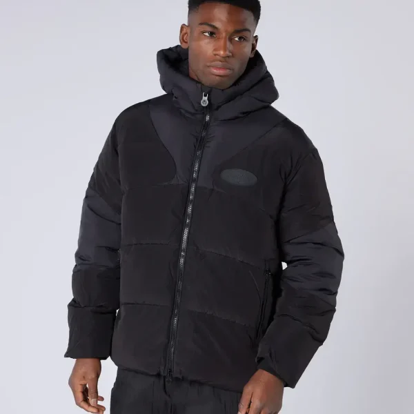 Contrast Peak Puffer Jacket Black