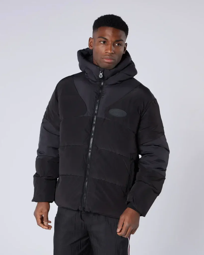 Contrast Peak Puffer Jacket Black