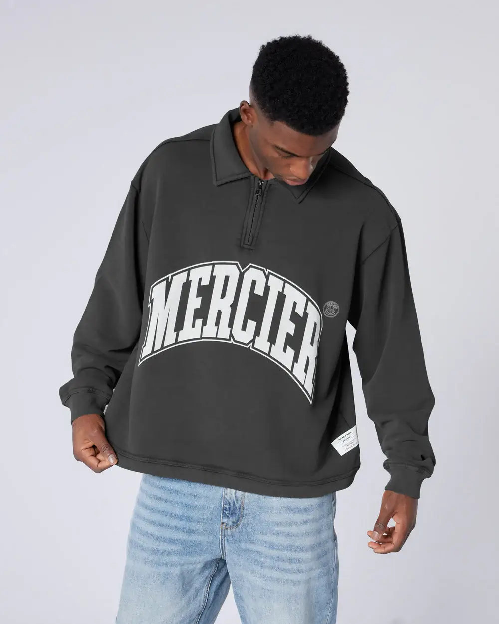 Homerun 1 4 Zip Washed Black Homerun 1 4 Zip Washed Black