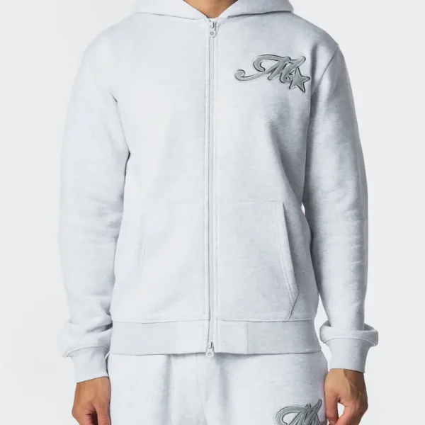 Runway Full Zip Hoodie Grey Marl