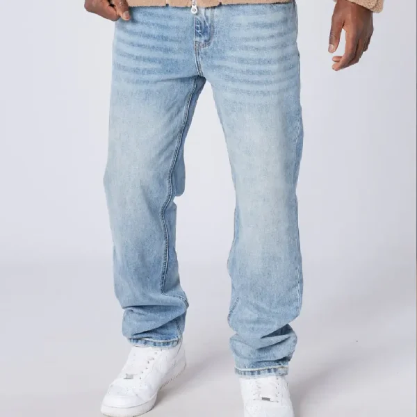 Tapered Washed Denim Jeans