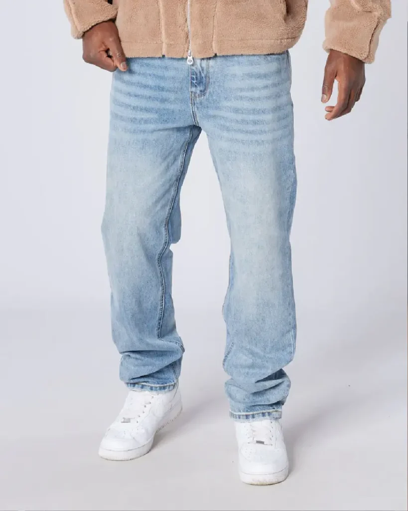 Tapered Washed Denim Jeans