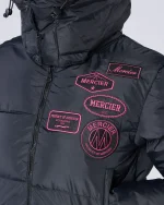 Womens Cropped Puffer Jacket Black Pink (1)