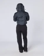 Womens Cropped Puffer Jacket Black Pink (4)