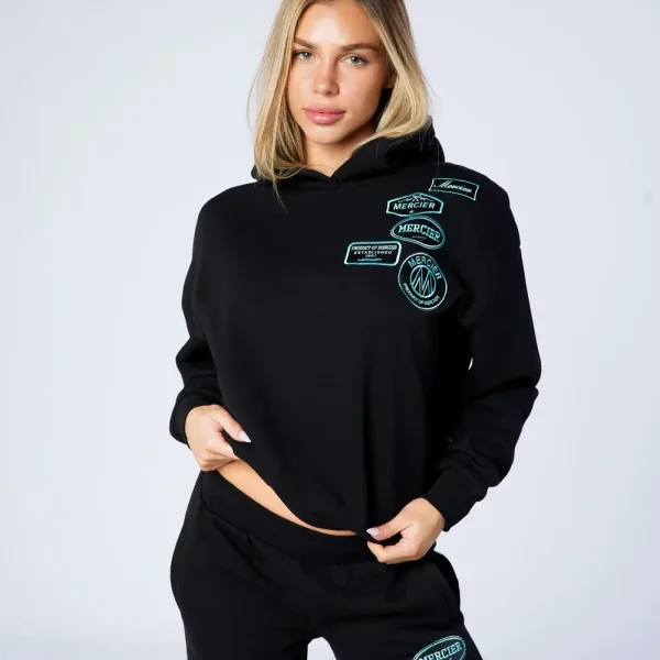 Womens OG Badge Hoodie Black Tiffany