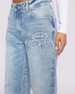 Womens OG Denim Stitch Badge Jeans Stonewash (2)