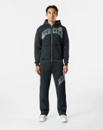 Zip Up Shatter Hoodie Washed Black (1)