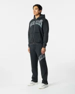 Zip Up Shatter Hoodie Washed Black (3)