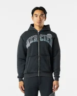 Zip Up Shatter Hoodie Washed Black