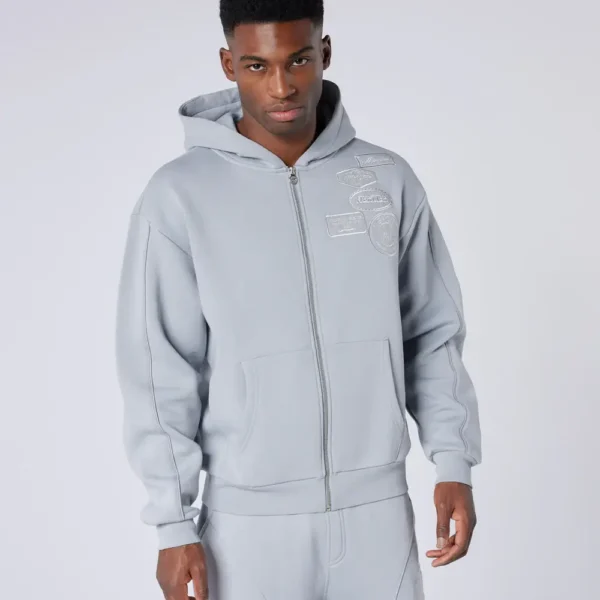 New Wave OG Badge Zip Hoodie Grey