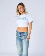 Womens Raw Edge Denim Baby Tee (3)