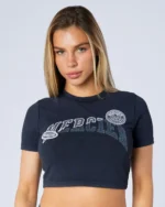 Womens Shatter Baby Tee Washed Black