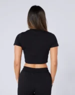 Womens Two Tone Baby Tee Black (3)