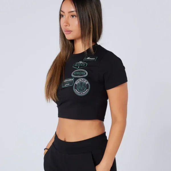 Womens Two Tone Baby Tee Black