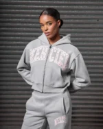 Womens Studded Zip Tracksuit Grey