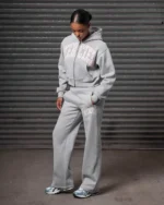 Womens Studded Zip Tracksuit Grey (2)