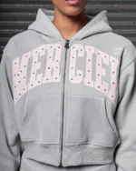 Womens Studded Zip Tracksuit Grey (3)