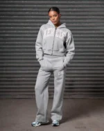 Womens Studded Zip Tracksuit Grey (5)